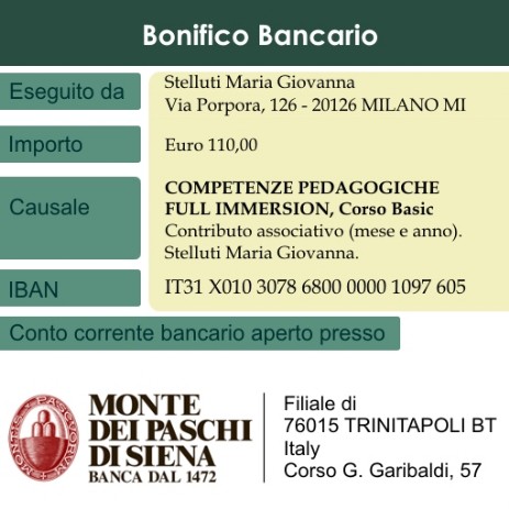 Competenze pedagogiche bonifico bancario